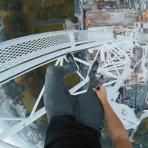 29K views · 339 reactions | Free Climbing DOWN a 100 Meter Crane  | James Kingston | Facebook