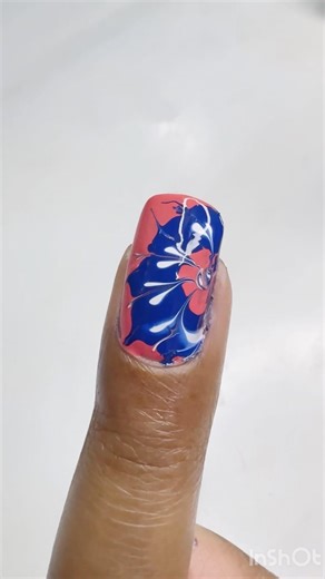 Blue Marble Flower Nail Art 🌸 Easy Swirl Nail Design #Shorts