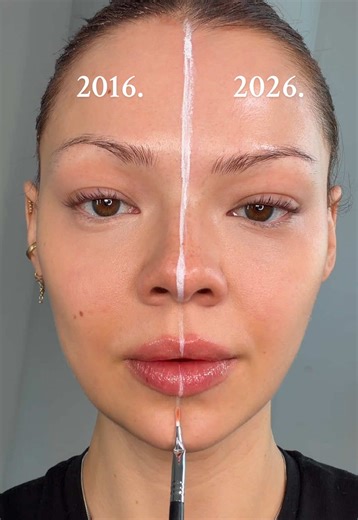 2016. Vs 2026. Makeup side by side🤍 what makeup trends do you predict for this year? Is eyeshadow back? ARE WE HIGHLIGHTING AGAIN? so excited to see what we do differently this year because clean girl makeup needs to leave the chat imo