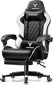EXRACING Gaming Chair Ergonomic Computer Chair with Footrest and Lumbar Support, Height Adjustable High Back Leather Office Chair, 360° Swivel with Linked Armrest, for Adult and Teen