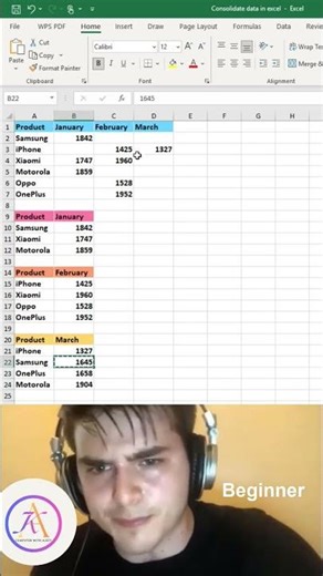 Beginner vs Pro: Excel Data Consolidation 📊 || #shorts #excel #exceltips