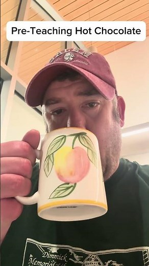 Enjoying hot chocolate before teaching last night