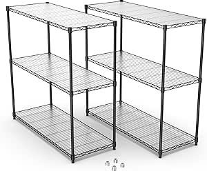 Black 3 Tier NSF Metal Shelf Wire Shelving Unit - Set of 2, 1050lbs Capacity Heavy Duty Adjustable Storage Rack with Shelf Liners, Extensible to 6 Tier 2100lbs Shelving Designs, 48" H x 48" L x 18" D