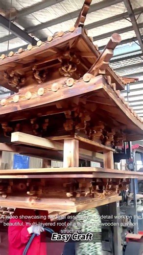 Intricate wooden joinery for a multi tiered pavilion
