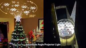 Christmas Tree Topper Star: 10" Xmas Tree Topper with 6 Projection Modes Built-in LED Rotating Projector Light 3D Glitter Star Tree Topper for Xmas Party Holiday Decoration - Silver