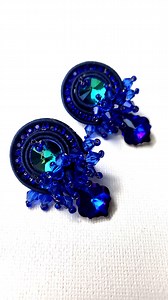 Deep Blue Soutache Earrings, Sparkling Crystal Drop Earrings, Navy Statement Jewelry, Handmade Gift for Her, Prom Wedding Earrings - Etsy