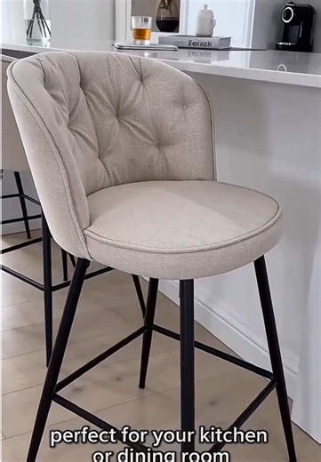 Sonara Bar Stool – Comfortable Soft Fabric, High Backrest & Footrest. High-back bar stool with soft fabric upholstery and footrest. Available singly or as a pair. Perfect for kitchen islands, dining bars, cafes, lounges. Modern minimalist, comfortable seating. #barstool #highback #footrest #kitchenstool #cafefurniture
