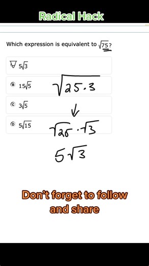 #algebra1 #EOC #test #STAAR #MATHHACK #fyp #passthetest #radicals