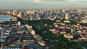 Aerial view of Manila is the capital of the Philippines with modern buildings and skyscrapers.