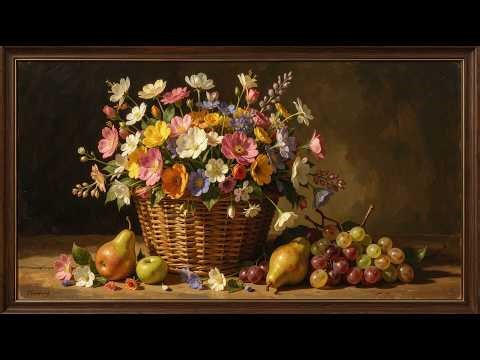 Spring Flower Basket with Fruits | frame tv art 4k with music | tv screensaver