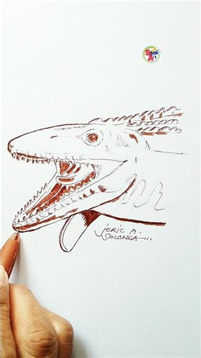 Sketch and Ink #33. (Shorts) Mosasaurus head