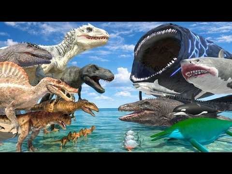 Sea Monsters vs Dinosaurs Underwater | Bloop vs Indominus Rex | Animal Revolt Battle Simulator