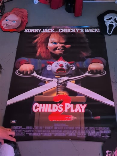 Step right up to witness a massive piece of absolute horror history! I just unrolled an original video store promotional poster for Child's Play 2, and it is hands down one of the most iconic horror movie posters ever made.