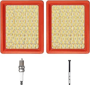 951-15245 Air Filter with Fuel Filter 951-12296 and Spark Plug Set, Compatible with Cub Cadet 159cc 196cc Engine Lawn Mower, Replaces 751-15245 Air Filter