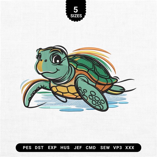 Sea Turtle Embroidery Design, Turtle PES DST File, Ocean Turtle Embroidery, Marine Animal Embroidery Design - Etsy