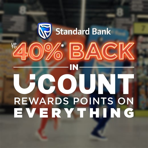 1.6K reactions · 40 shares | Checkers and Standard Bank - South Africa are pumping up UCount Rewards 拾 Simply pay with your qualifying Standard Bank card  to get:  Up to 40%* back online.  Up to 30%* back in-store.  Exclusively at Checkers and on Checkers Sixty60 *T&Cs apply. | Checkers | Facebook