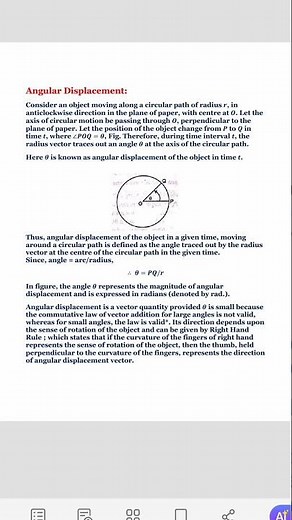 Angular displacement