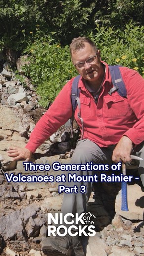 Keep hiking along the Naches Loop Trail, and you'll start to notice chunks of dark granite scattered throughout the green bedrock. Where did that magma come from, and how old is it compared to Mount Rainier? | Cascade PBS