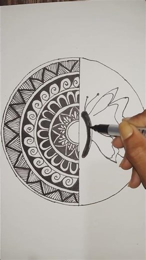Easy Butterfly Mandala Art🦋😍✨ #art #shorts #drawing #mandalaart #butterfly #trending #viral