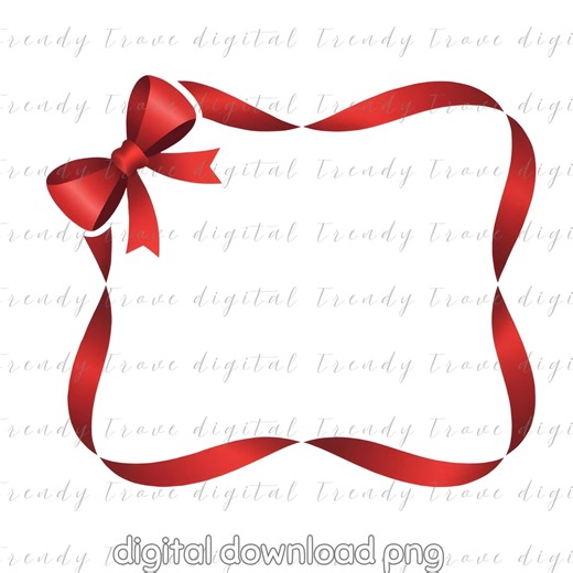 Red Ribbon Corner Frame PNG Clipart: Bow Border Graphic - Etsy