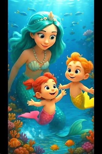 Mom Mermaid with Babies 😍 #animation #mermaidmom #mermaid #animals #cute #cartoon #fantasy