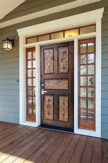 Rustic Carved Solid Wood Front Door, Custom Farmhouse Barn Door, Interior/exterior - Etsy