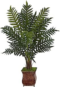 Nearly Natural 4ft. Evergreen Plant in Metal Planter