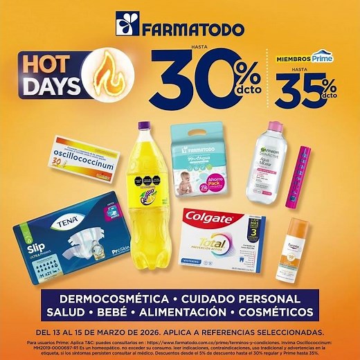 ¡ Aprovecha hasta el 35% dcto en los Hot Days de Farmatodo !
