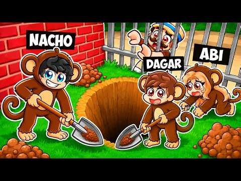 Escapamos del ZOO de Monos Cavando un TÚNEL en Roblox!