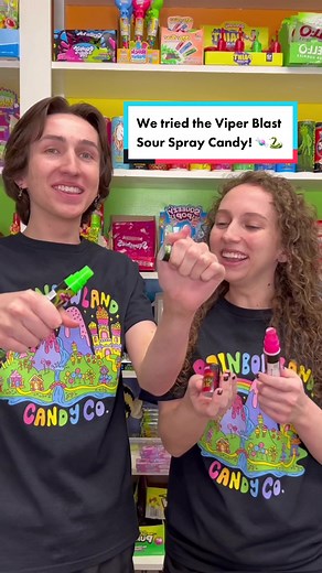 We tried the Viper Blast Sour Spray Candy! 🍬🐍 #tastetest #candy #sour #fyp #candyshop