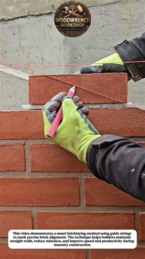 Smart Bricklaying Guide Line Trick | Perfect Brick Alignment Technique