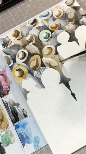 Painting a Crowd with Watercolor (Without Faces)