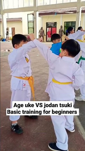 ✅ How to punch and block "age uke vs jodan tsuki #basickarate