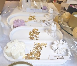 Handmade Plaster Tray With Gold Leaf and Decorative Items - Frog, Flower, Etc. - Etsy