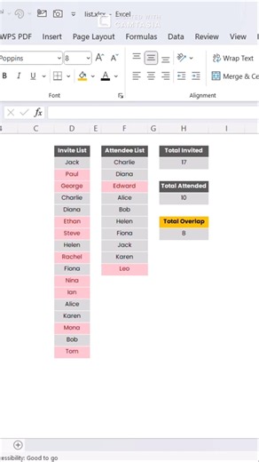Excel Trick: Count Overlapping Names Fast