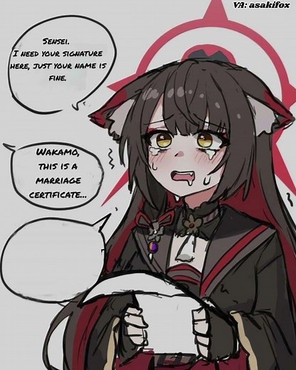 She Needs Your Signature #voiceover #comicdub #meme #bluearchive #voiceacting #comic #cute #wakamo