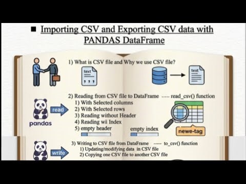 PANDAS : How to read CSV & write CSV data with pandas Dataframe. CBSE class 12 || IP