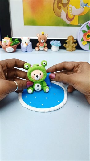Cute Frog Bear with Heart ❤️ | Clay Art Idea | Easy DIY Miniature Craft#youtubeshorts #diy #craft