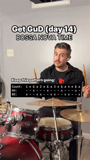 KINDA HAPPY on Instagram: "Bossa nova is one of my favorite genres, but ill tell you what- these patterns feel very counterintuitive to the way I started learning ‘beats’. The Brazilian jazz rhythms really hit different tho 🔥 they are also much more dynamic in volume than I’m used to playing, you can’t tell but im doing my best not to smash the ride 💀 so there’s a whole lot of taste I’m really not able to access yet but I’d like to be able to learn a faster samba and maybe- just maybe try usin