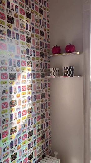 I love these fun floating shelves! Such a great way to use leftover wallpaper and add extra storage! Check out the @Apartments.com link in bio to enter their DIY Week giveaway. Three lucky renters can win $500 for their next DIY project! #Ad #ApartmentsComPartner #ApartmentsComDIYWeek #ApartmentsCom #HomeDecor #DIYProject #NYCApartment