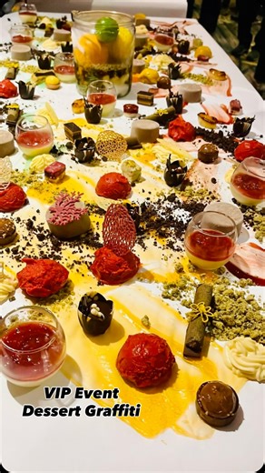 Gaurav Rapt on Instagram: "Teamwork, technique, and a touch of artistry! Our VIP event highlights at InterContinental Toronto. It featured foie gras with mango passion gastrique, lobster terrine, and a live dessert graffiti finale. Honoured to craft this VIP culinary experience where every course tells a story. Seared foie gras with green apple pearls, lobster terrine with corn bavarois, veal tenderloin wrapped in sweetbreads, and a vibrant vegetarian menu with cashew foie gras. The finale ..our