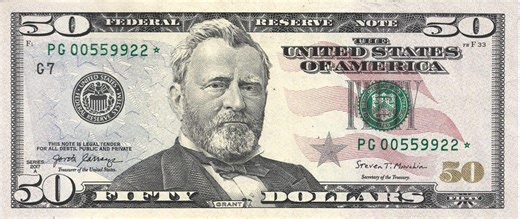 Rare 50 Dollar Star Note - Federal Reserve Currency, Circulated 2017A - Etsy