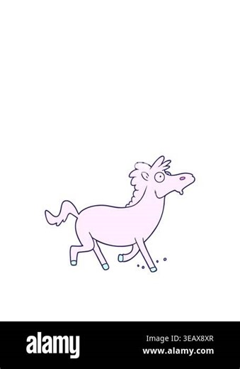 stretching up animation of cartoon running horse Stock Video Footage - Alamy