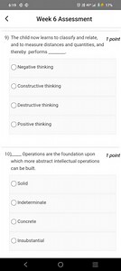 6:1917 \%Week 6 Assessment9) The child now learns to classi... | Filo