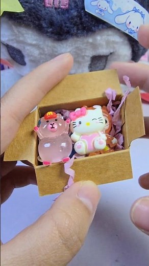 packing mini hello kitty capybara labubu 🎁🎁🎁 #hellokitty #labubu #satisfying #shorts #funny