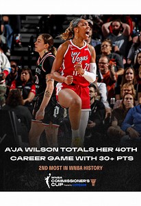 A'ja Wilson 32-Point Game: 30-Ball, Rebounds Milestone | Commissioner's Cup 2026