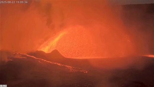 Hawaii’s Kilauea volcano erupted again on Friday, August 22, 2025, according to footage released by the United States Geological Survey. Local reports said the eruption sent lava shooting up to 100 feet (30 meters) into the air. Kilauea, among the world’s most active volcanoes, has now recorded its 31st eruption since December. Authorities noted the activity remained confined to the summit crater and posed no threat to nearby homes. COURTESY: United States Geological Survey (USGS) via Reuters | 
