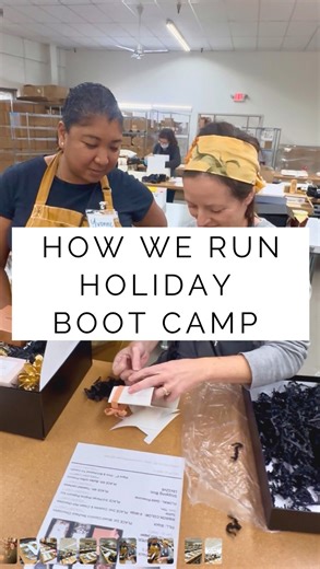 Marigold & Grey™ Gifting: Custom + Ready-to-Ship Gift Boxes on Instagram: "✨🌲Holiday Boot Camp 2025 is in the books🌲✨ We host this event annually for all of our new seasonal holiday helpers to not only familiarize themselves with who we are and how we do what we do, but also to have them learn how to build every single gift in our holiday collection - as a starting point. When they show up, each station is set up with all of the gift contents and materials needed to complete a gift box and whe