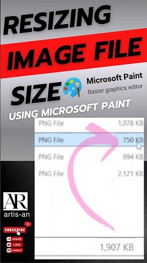 Resizing image file size using Microsoft paint app