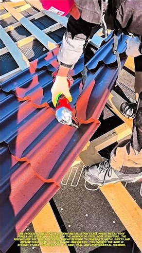 Metal Roof Installation Process Using Self Drilling Screws | Construction Technique.